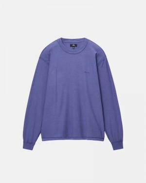 Tops Stussy LAZY LS Unisex Azules Oscuro | ATIE-82041