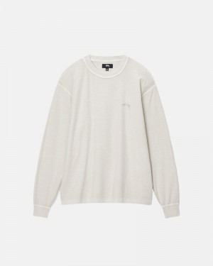 Tops Stussy LAZY LS Unisex Beige | JDZM-97561