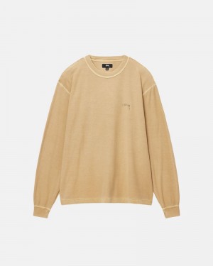 Tops Stussy LAZY LS Unisex Dorados | MBKT-76489