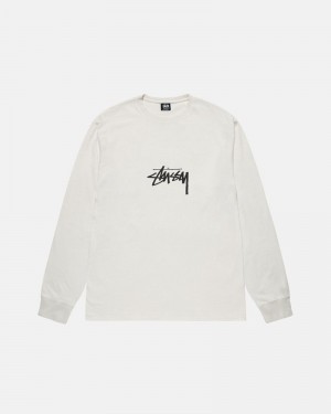 Tops Stussy SMALL STOCK LS PIGMENT DYED Unisex Beige | ETZH-65027