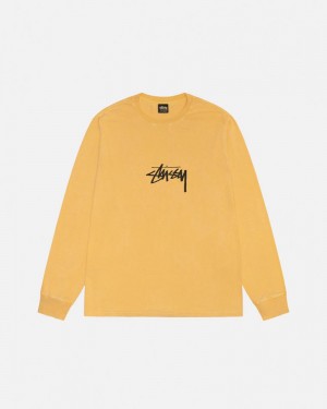 Tops Stussy SMALL STOCK LS PIGMENT DYED Unisex Naranjas | ZSUH-41679