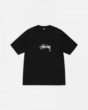 Tops Stussy SMALL STOCK PIGMENT DYED Unisex Negros | XYCM-21463