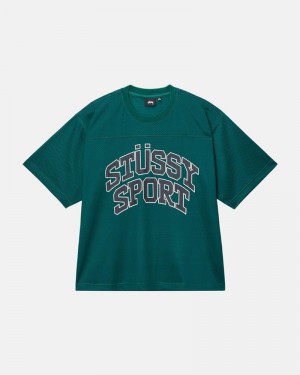 Tops Stussy SPORT MESH FOOTBALL JERSEY Unisex Verdes | WIUT-46902