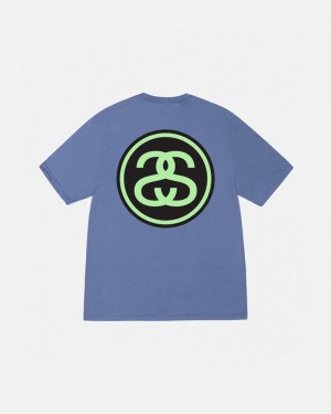 Tops Stussy SS-LINK Unisex Azules | XKUB-15672