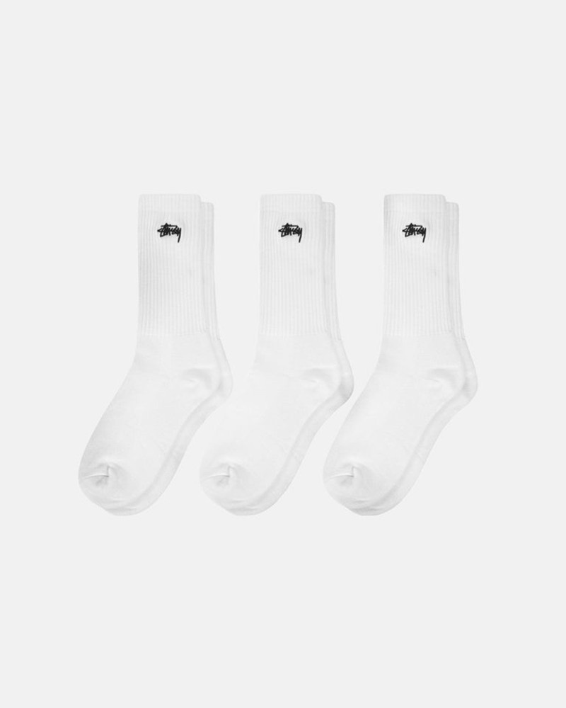 Accesorios Stussy STOCK CREW SOCK PACK Unisex Blancos | HMVO-65729