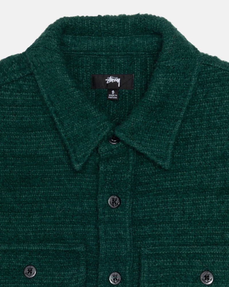 Camisas Stussy BOUCLE WOOL CPO Unisex Verdes | IACL-65892