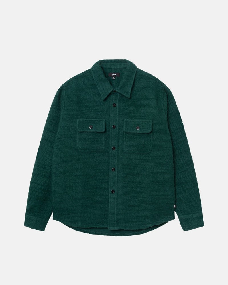 Camisas Stussy BOUCLE WOOL CPO Unisex Verdes | IACL-65892