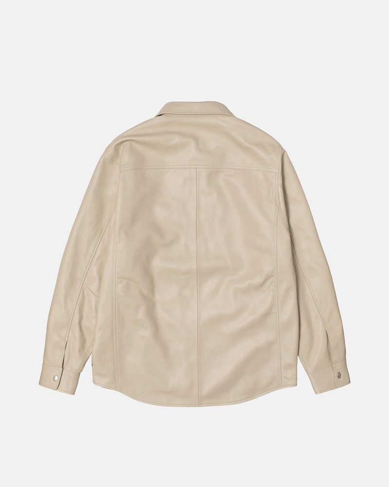 Camisas Stussy LEATHER OVERSHIRT Unisex Beige | PQJY-21673