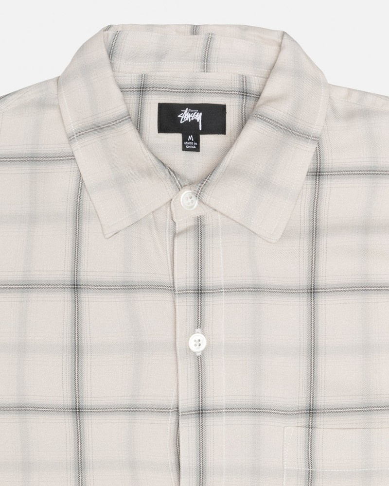 Camisas Stussy SHADOW PLAID RAYON Unisex Beige | MWUE-13256