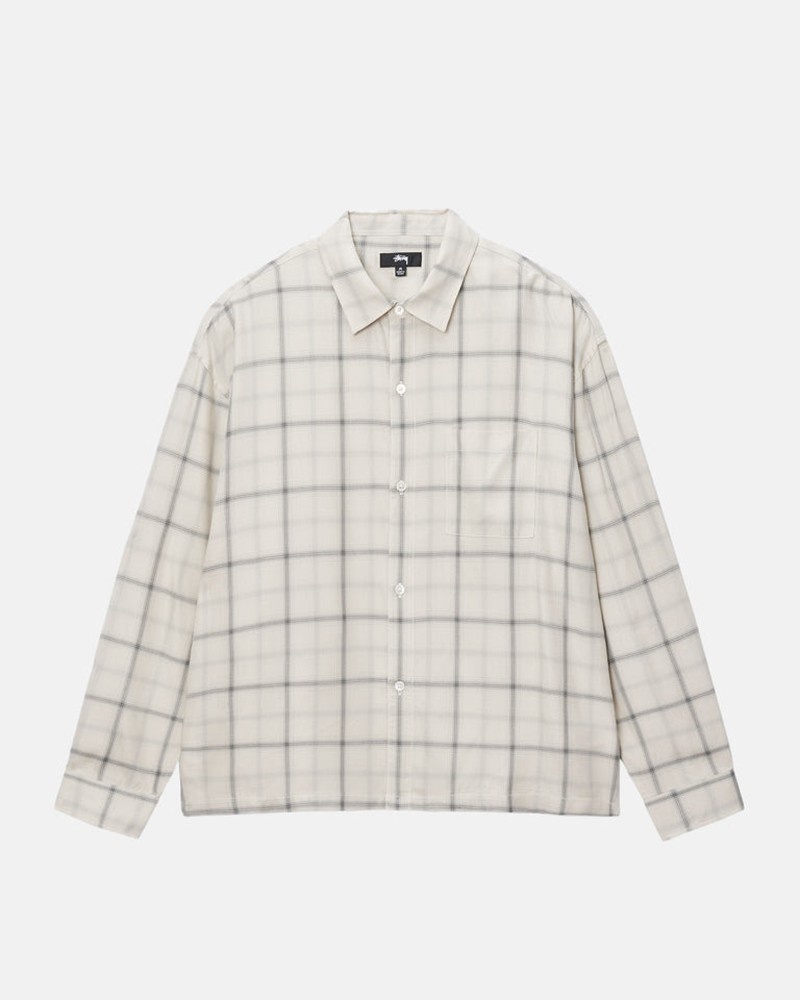 Camisas Stussy SHADOW PLAID RAYON Unisex Beige | MWUE-13256