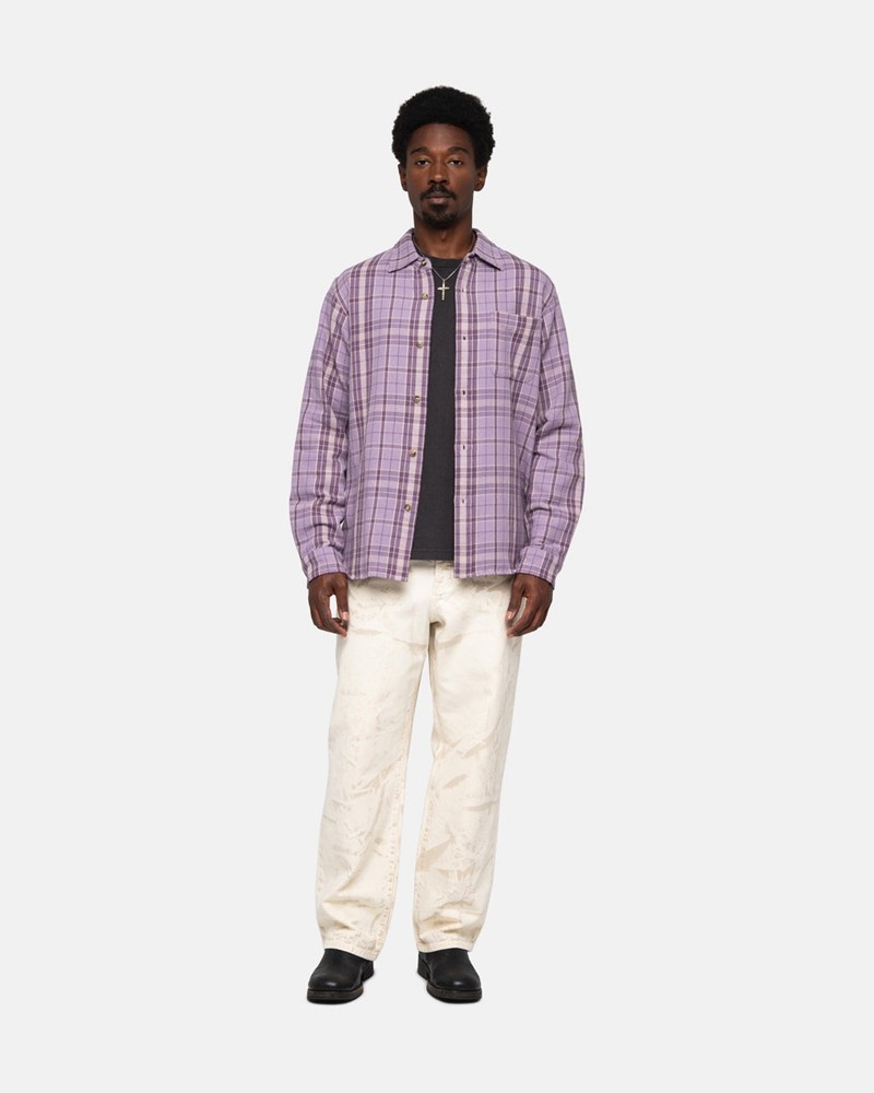 Camisas Stussy STONES PLAID Unisex Lavanda | QSAO-96180