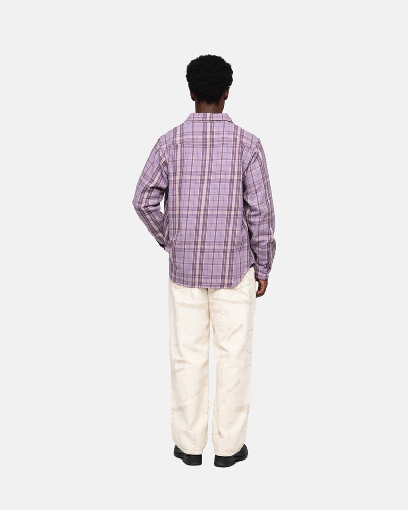 Camisas Stussy STONES PLAID Unisex Lavanda | QSAO-96180