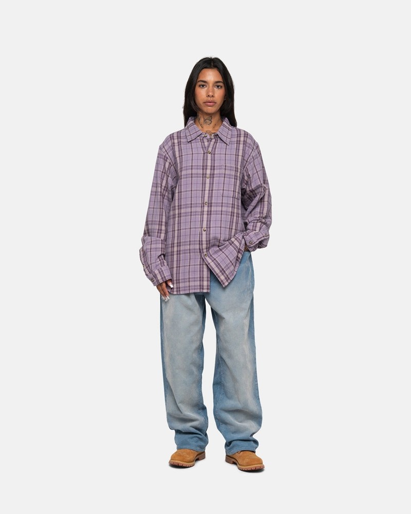 Camisas Stussy STONES PLAID Unisex Lavanda | QSAO-96180