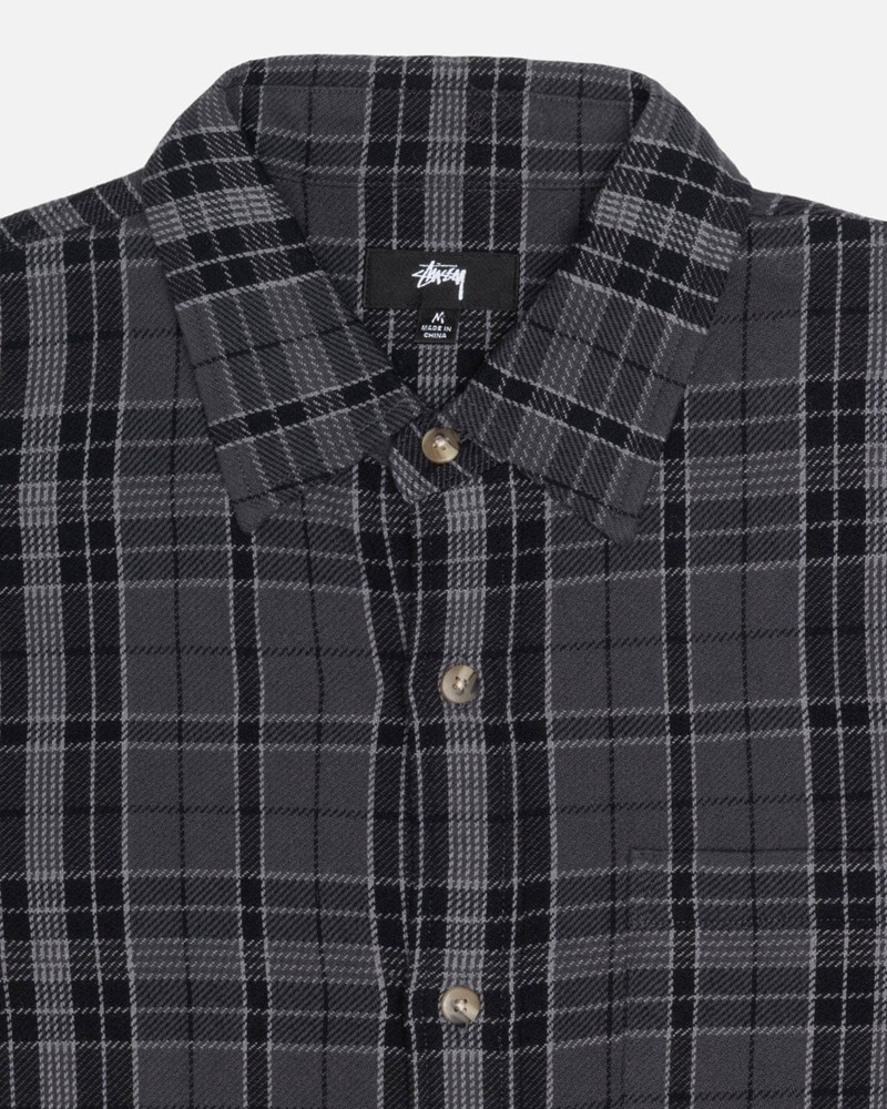 Camisas Stussy STONES PLAID Unisex Negros | NGQT-06985