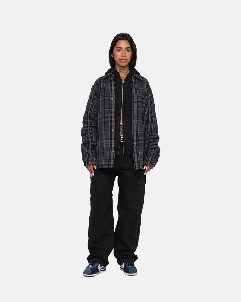 Camisas Stussy STONES PLAID Unisex Negros | NGQT-06985