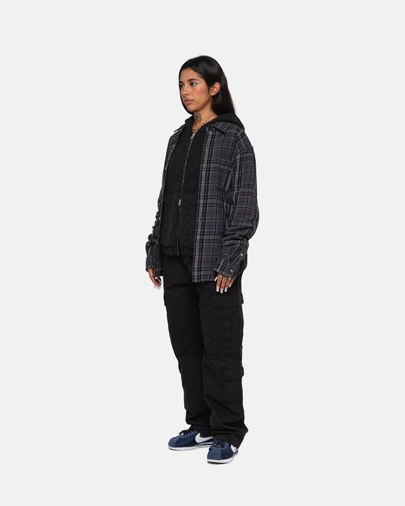 Camisas Stussy STONES PLAID Unisex Negros | NGQT-06985