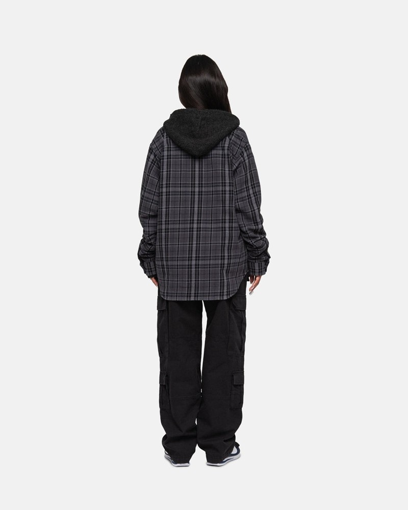 Camisas Stussy STONES PLAID Unisex Negros | NGQT-06985