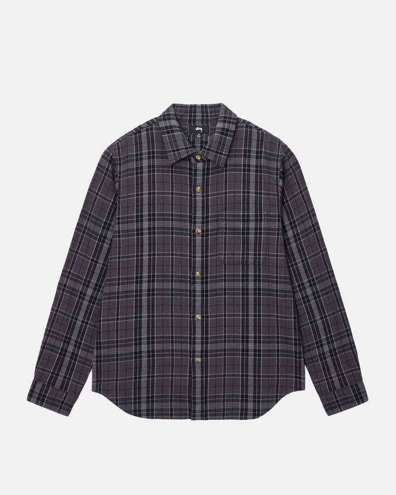 Camisas Stussy STONES PLAID Unisex Negros | NGQT-06985