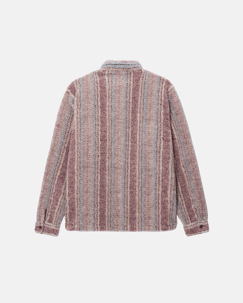 Camisas Stussy STRIPED SHERPA Unisex Rosas | KQLO-05764