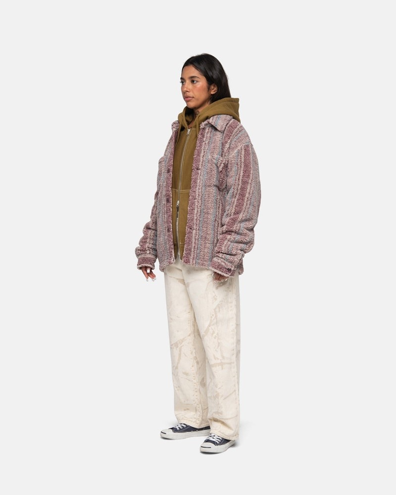 Camisas Stussy STRIPED SHERPA Unisex Rosas | KQLO-05764