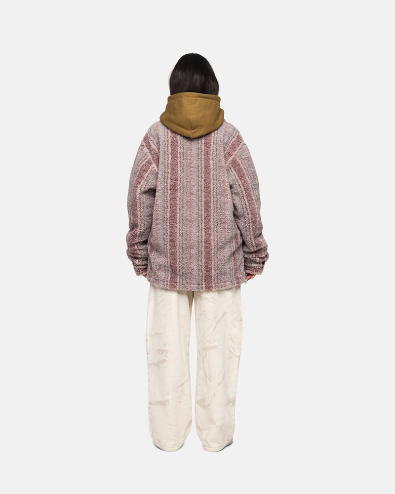 Camisas Stussy STRIPED SHERPA Unisex Rosas | KQLO-05764