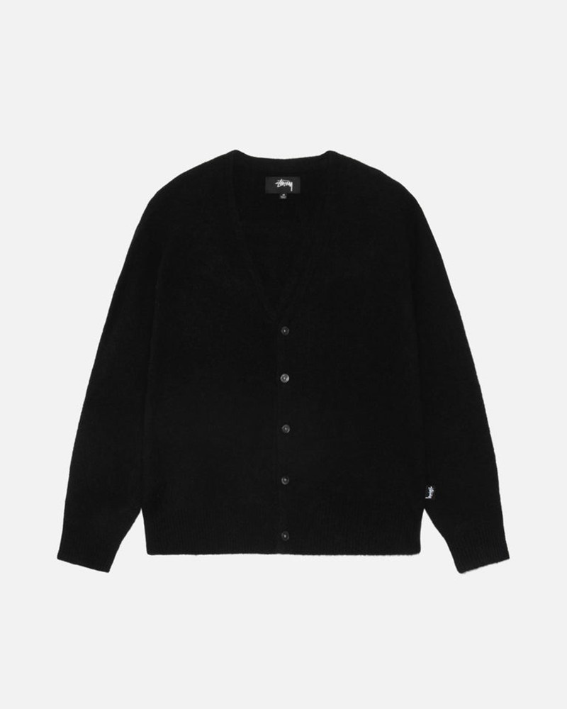 Knitted Stussy BRUSHED CARDIGAN Unisex Negros | NZBP-01546