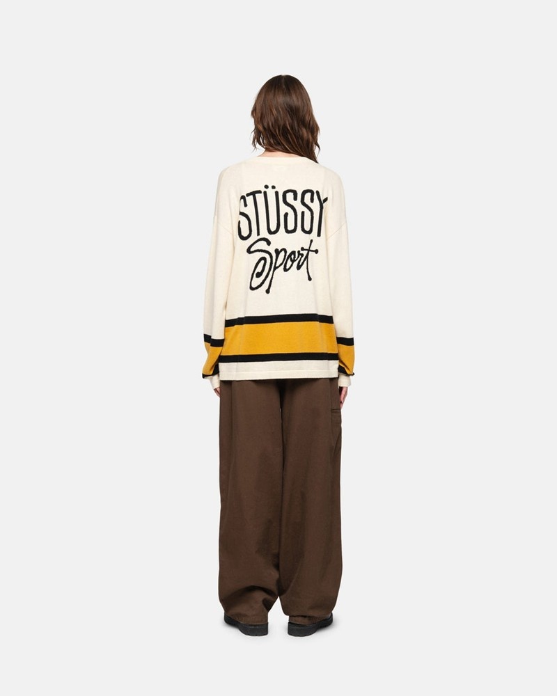 Knitted Stussy HOCKEY Unisex Beige | MXDB-31859