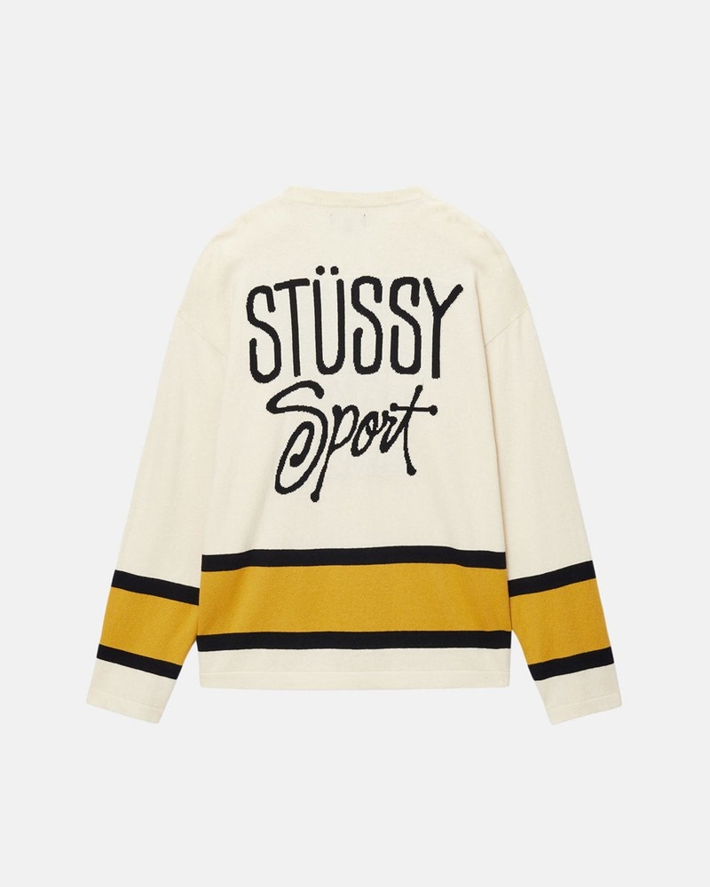 Knitted Stussy HOCKEY Unisex Beige | MXDB-31859