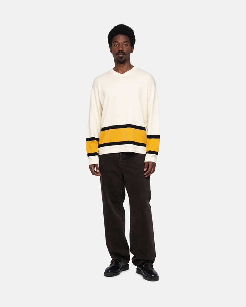 Knitted Stussy HOCKEY Unisex Beige | MXDB-31859