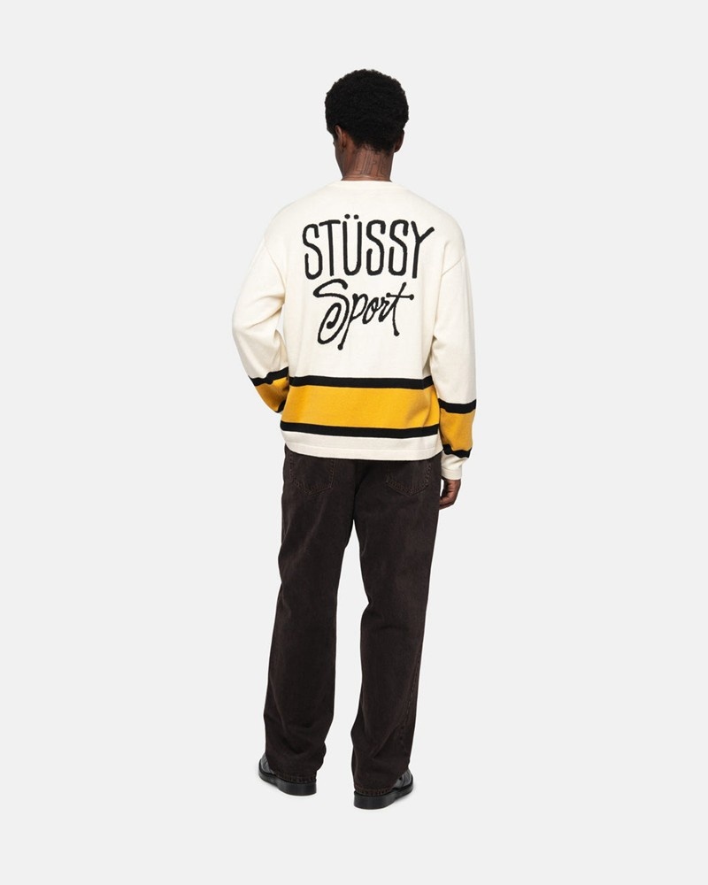 Knitted Stussy HOCKEY Unisex Beige | MXDB-31859