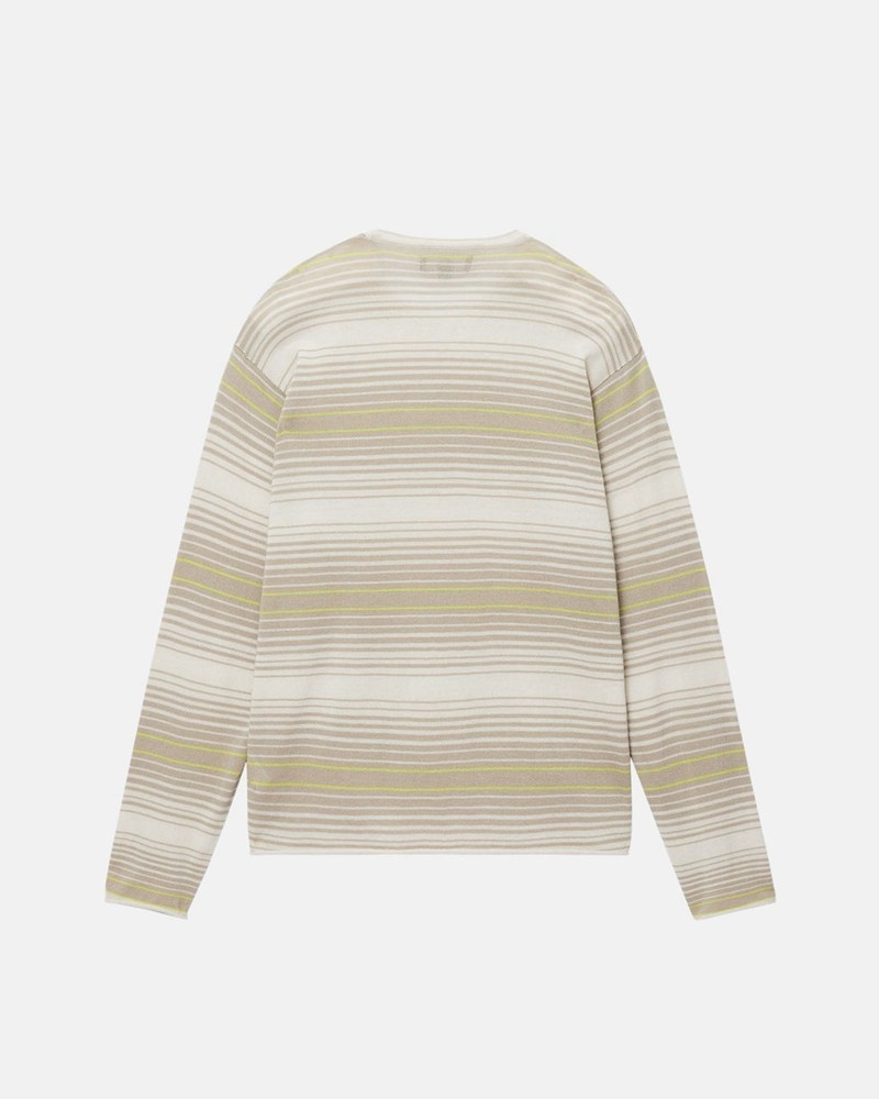 Knitted Stussy HORIZONTAL STRIPE Unisex Beige | JOHS-89062