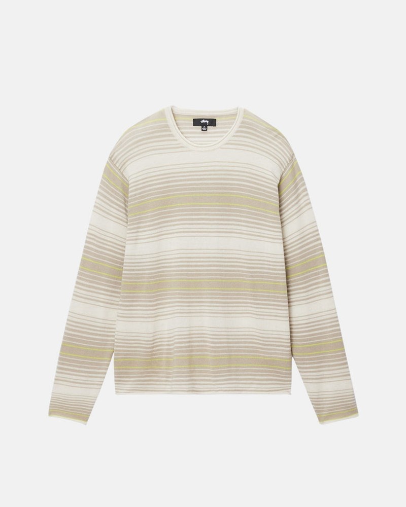 Knitted Stussy HORIZONTAL STRIPE Unisex Beige | JOHS-89062