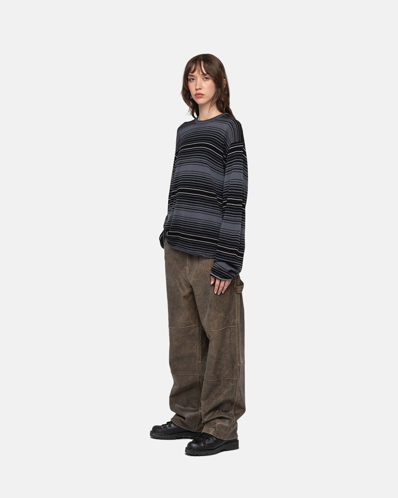 Knitted Stussy HORIZONTAL STRIPE Unisex Grises | JCPG-93076