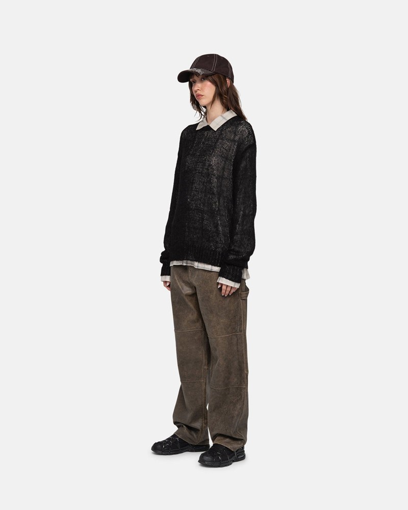 Knitted Stussy S LOOSE KNIT Unisex Negros | OACH-90672