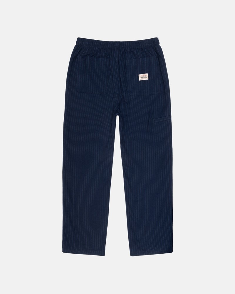 Pantalones Stussy BEACH PANT WOOL STRIPE Unisex Azul Marino | XPQJ-97540