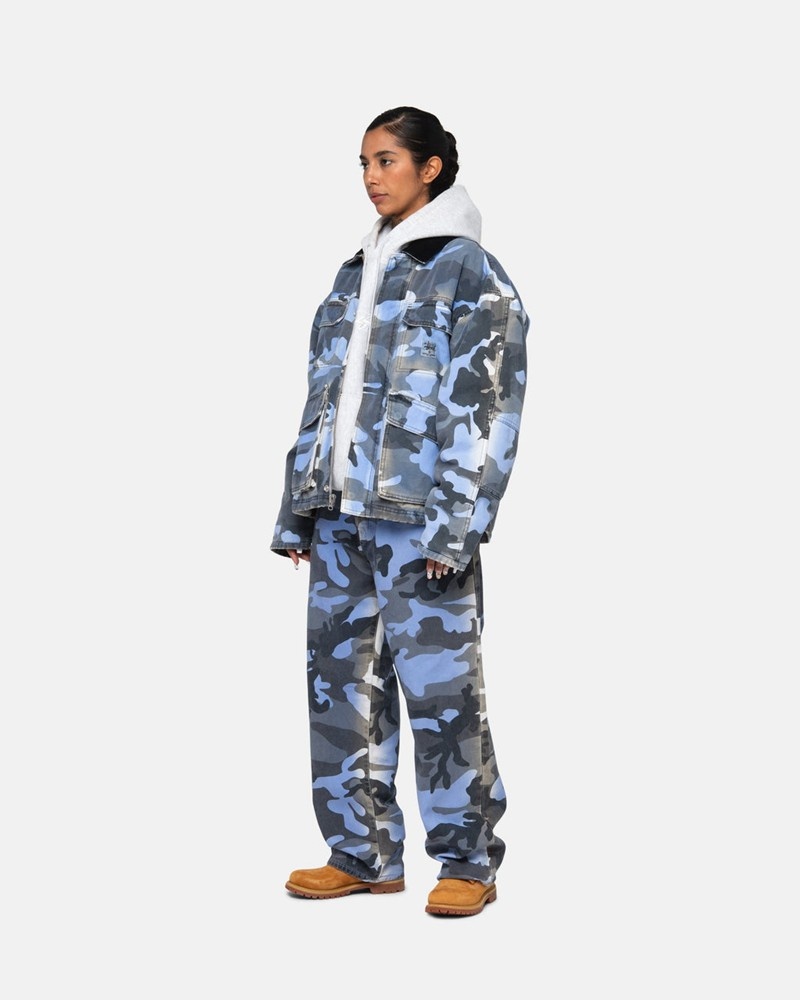 Pantalones Stussy BIG OL' JEAN SPRAY DYE CANVAS Unisex Azules Camuflados | MEVN-85903