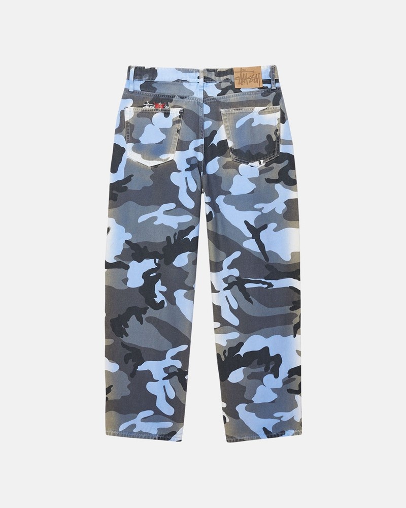 Pantalones Stussy BIG OL' JEAN SPRAY DYE CANVAS Unisex Azules Camuflados | MEVN-85903