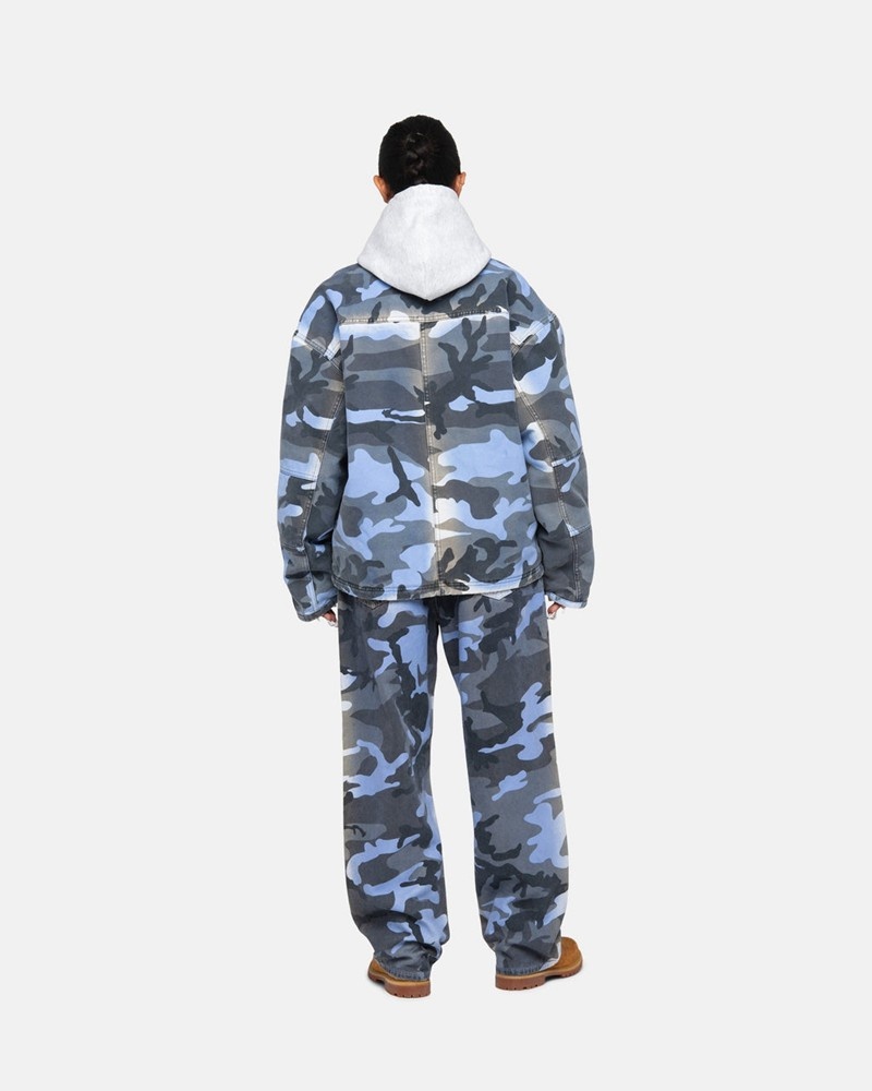 Pantalones Stussy BIG OL' JEAN SPRAY DYE CANVAS Unisex Azules Camuflados | MEVN-85903