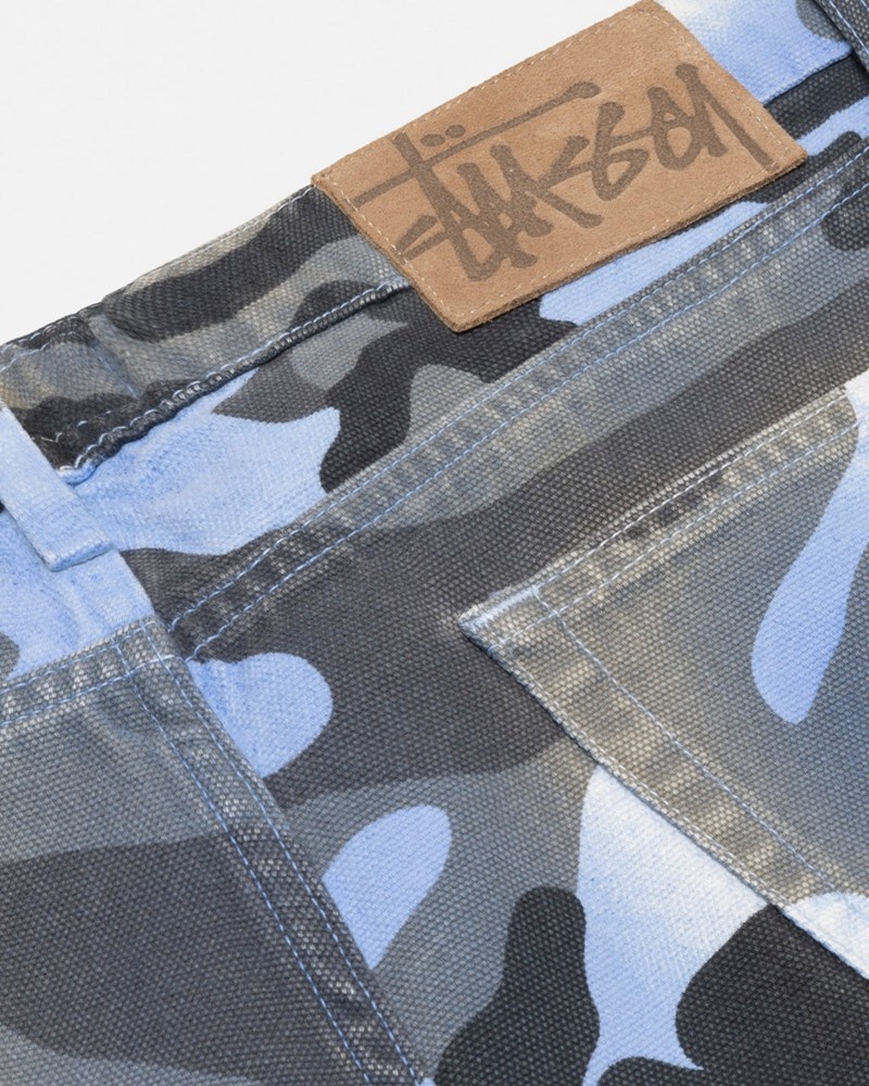 Pantalones Stussy BIG OL' JEAN SPRAY DYE CANVAS Unisex Azules Camuflados | MEVN-85903