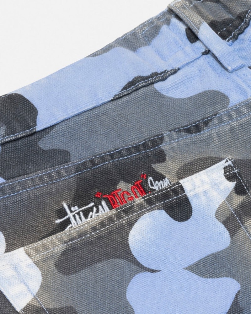 Pantalones Stussy BIG OL' JEAN SPRAY DYE CANVAS Unisex Azules Camuflados | MEVN-85903