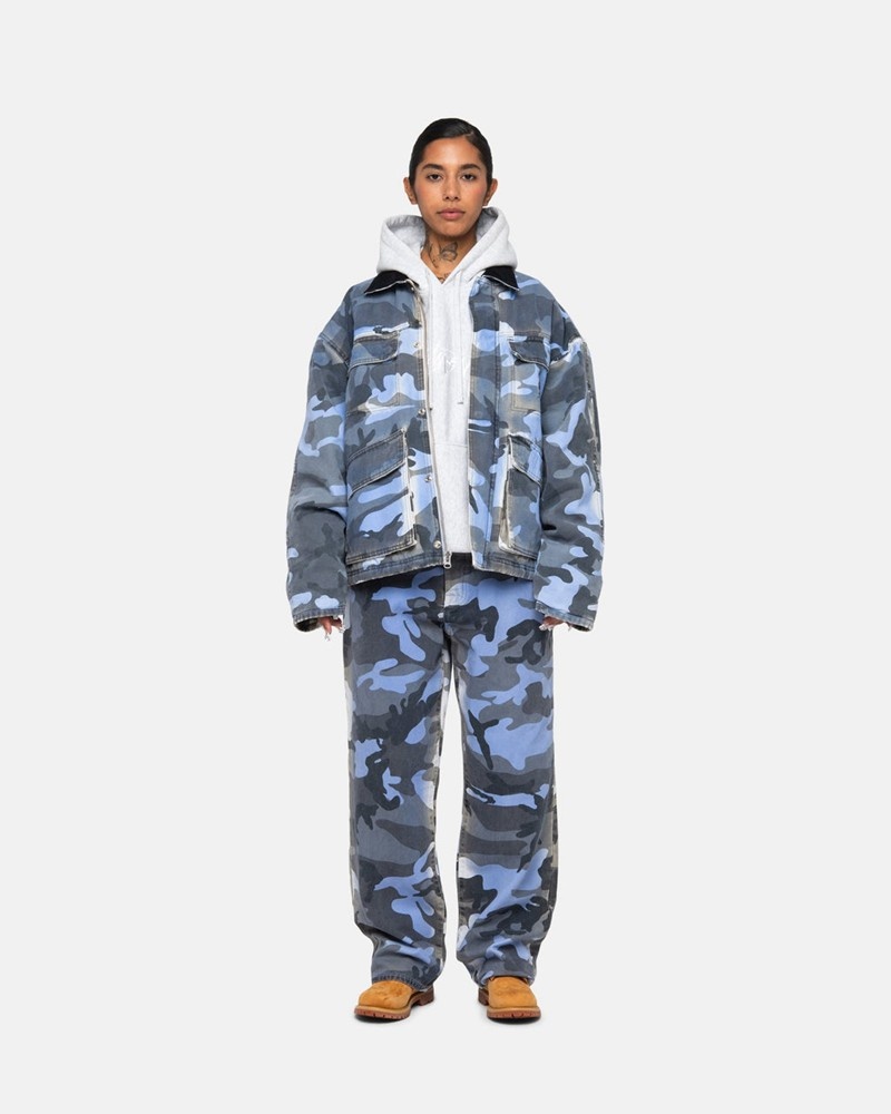 Pantalones Stussy BIG OL' JEAN SPRAY DYE CANVAS Unisex Azules Camuflados | MEVN-85903