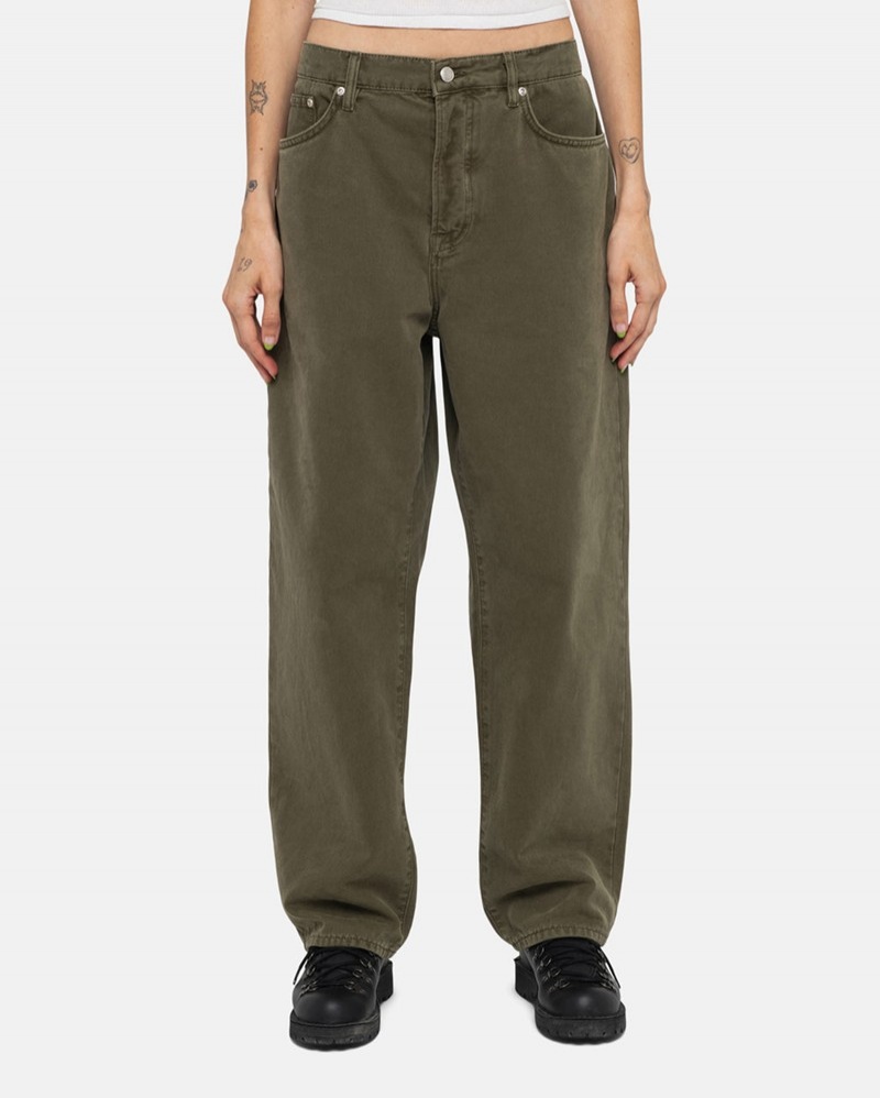 Pantalones Stussy BIG OL' JEAN WASHED CANVAS Unisex Verde Oliva | RANJ-38614