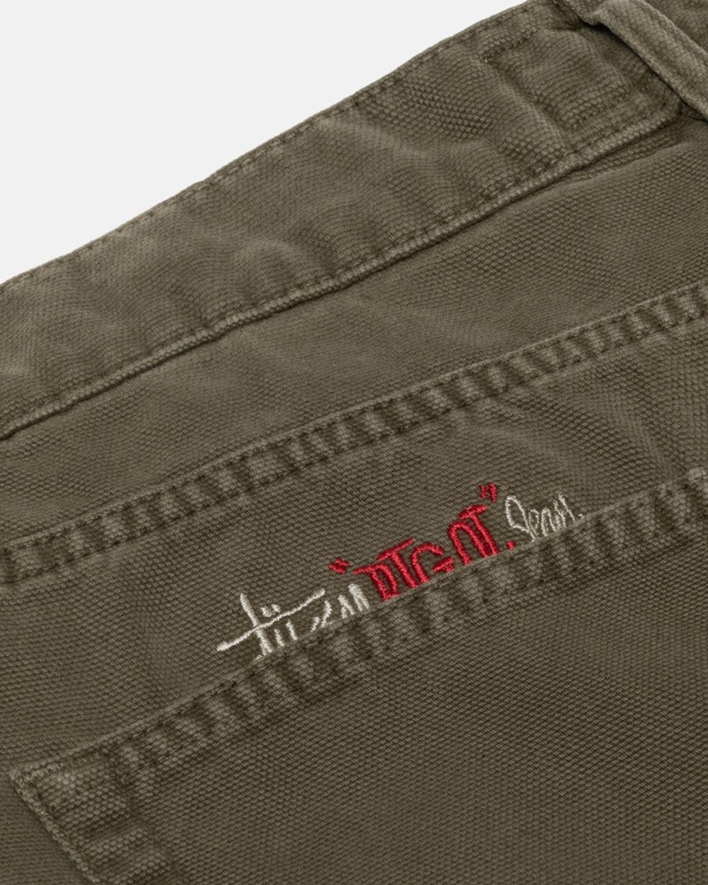 Pantalones Stussy BIG OL' JEAN WASHED CANVAS Unisex Verde Oliva | RANJ-38614