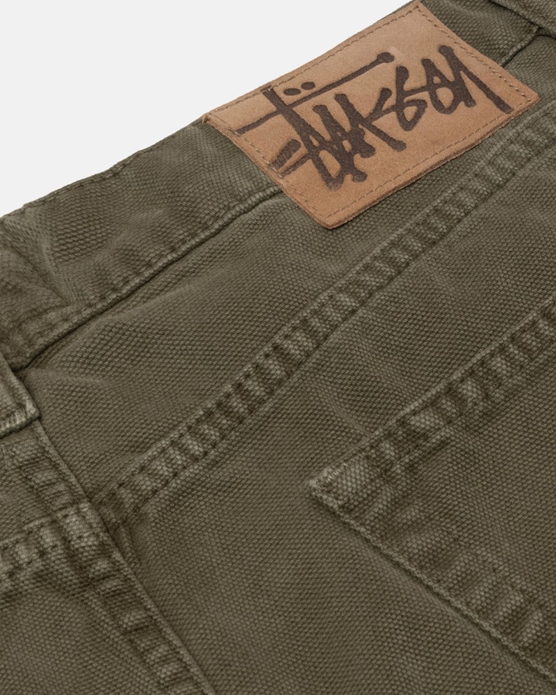 Pantalones Stussy BIG OL' JEAN WASHED CANVAS Unisex Verde Oliva | RANJ-38614