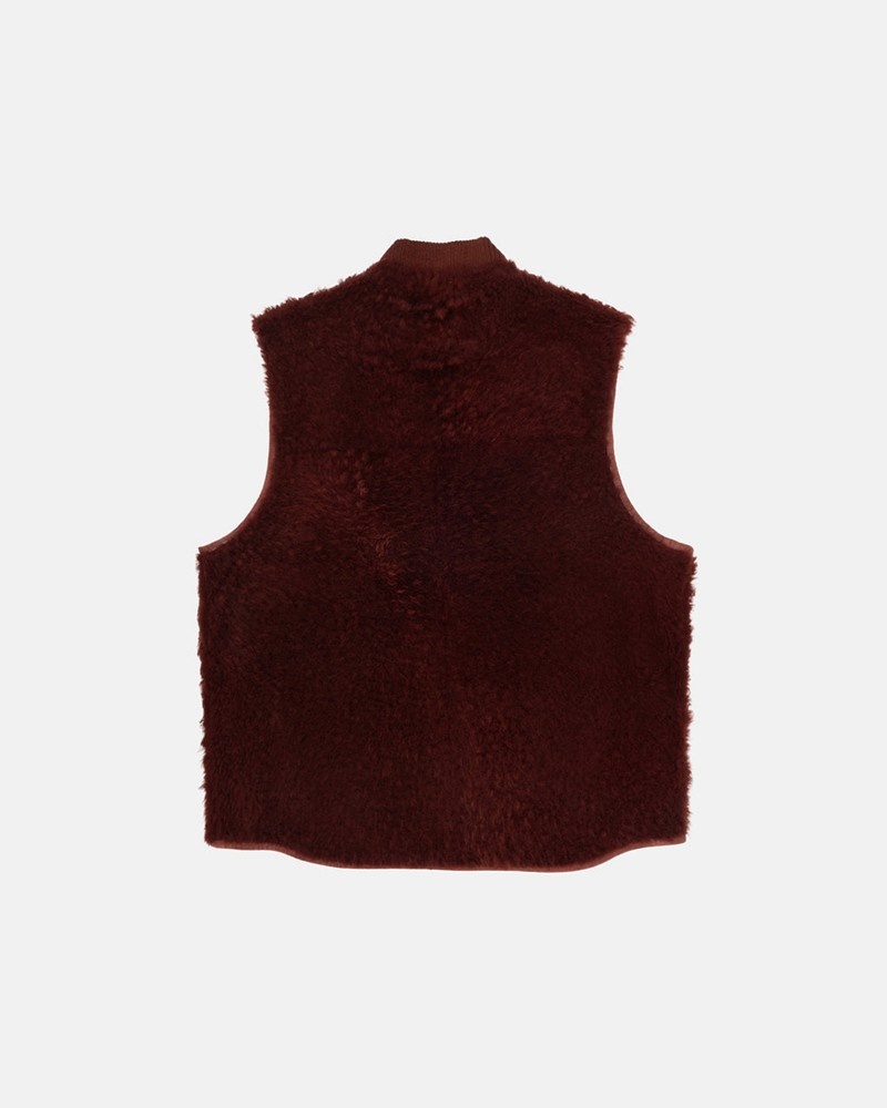 Ropa De Abrigo Stussy REVERSIBLE SHEARLING WORKGEAR VEST Unisex Vino | WJBX-50379