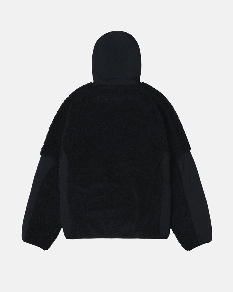 Ropa De Abrigo Stussy SHERPA PANELED HOODED JACKET Unisex Negros | MKUY-21507