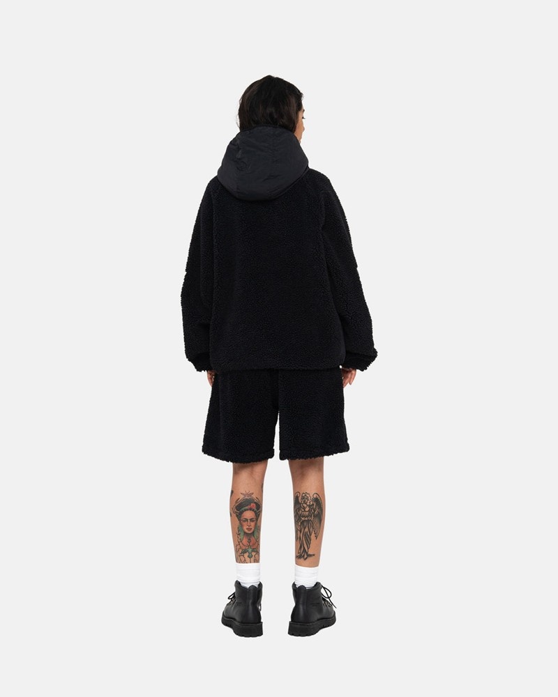 Ropa De Abrigo Stussy SHERPA PANELED HOODED JACKET Unisex Negros | MKUY-21507