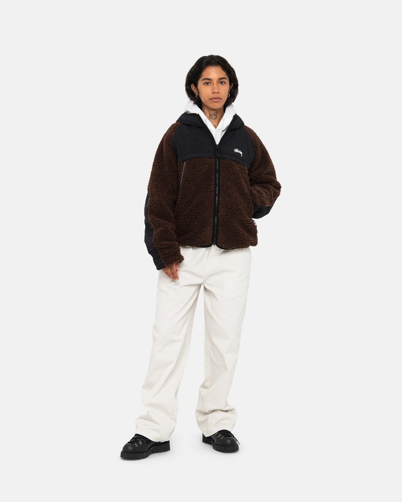 Ropa De Abrigo Stussy SHERPA PANELED HOODED JACKET Unisex Marrom | COEX-51372