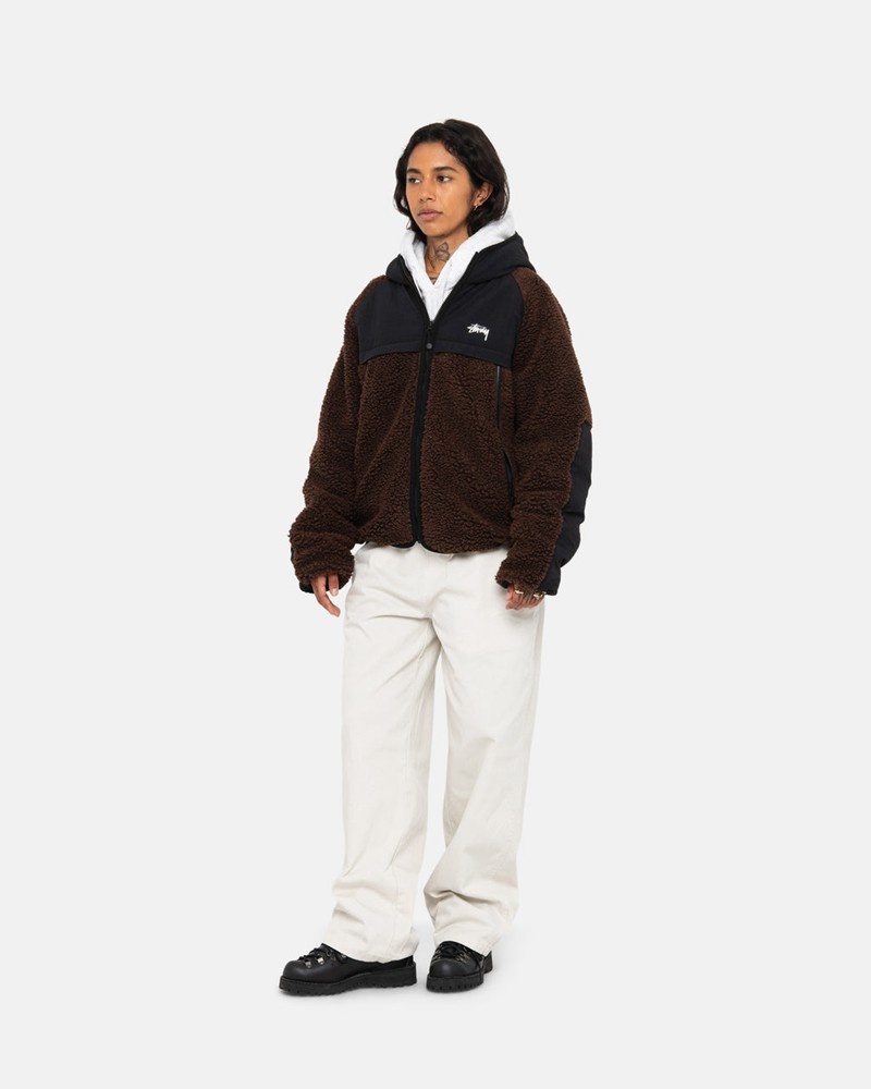 Ropa De Abrigo Stussy SHERPA PANELED HOODED JACKET Unisex Marrom | COEX-51372