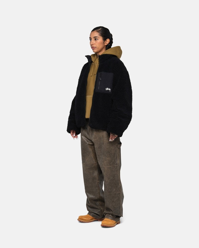 Ropa De Abrigo Stussy SHERPA REVERSIBLE JACKET Unisex Negros | AOSH-97850